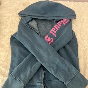 Victoria's Secret Blue Hoodie with Pink Script